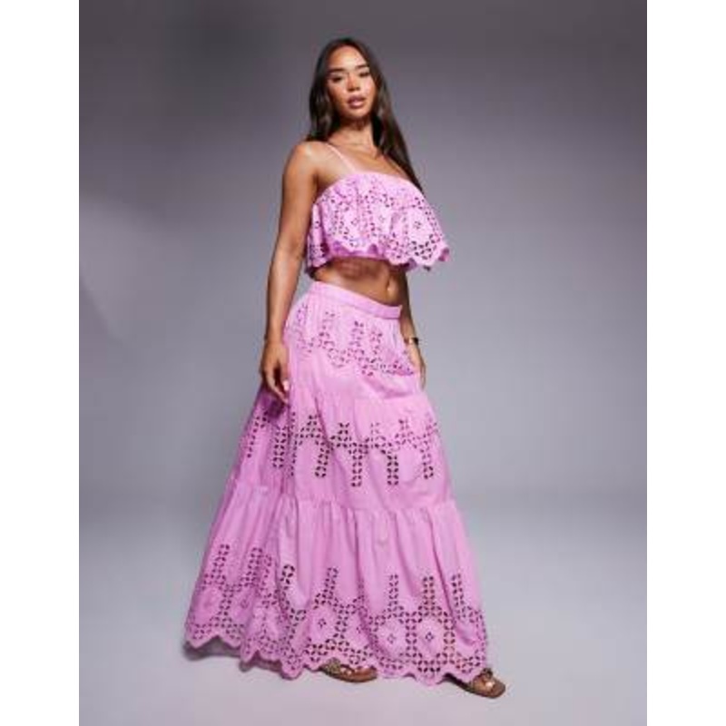 River Island broderie set in pink