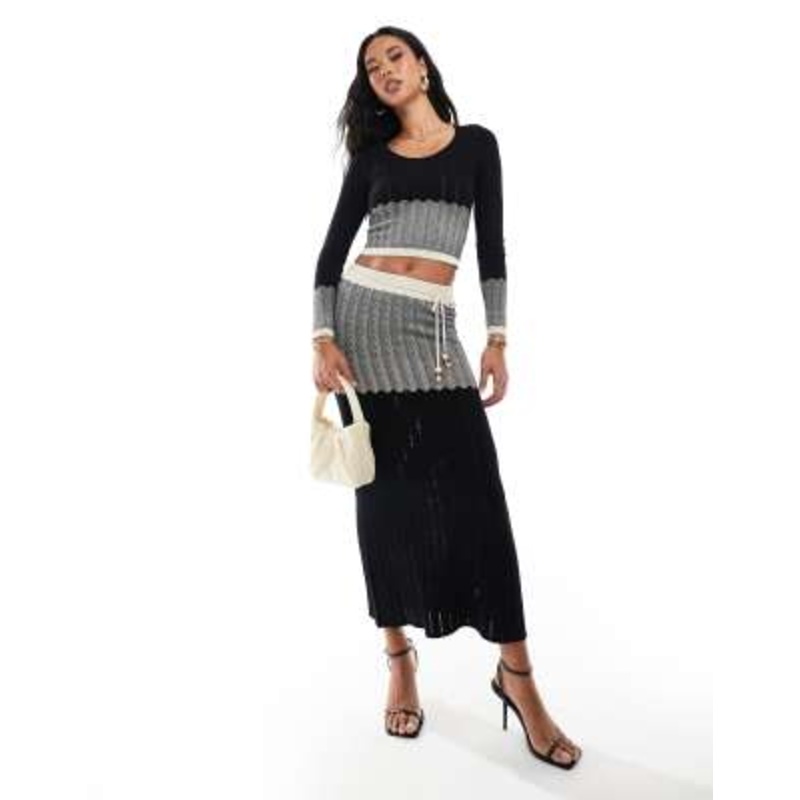 River Island chevron knit tank top set in black