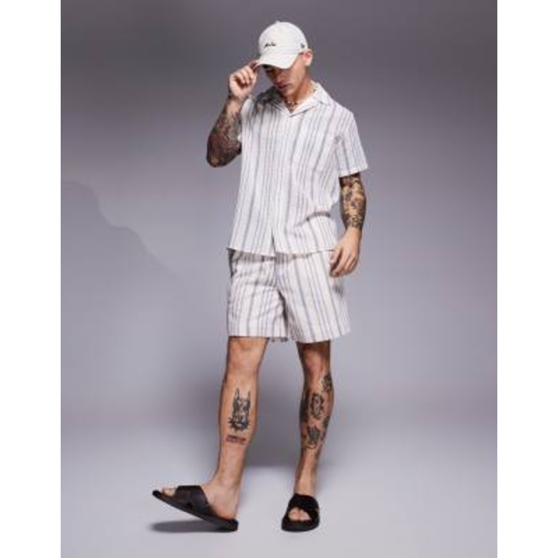 South Beach beach set in cream blue stripe