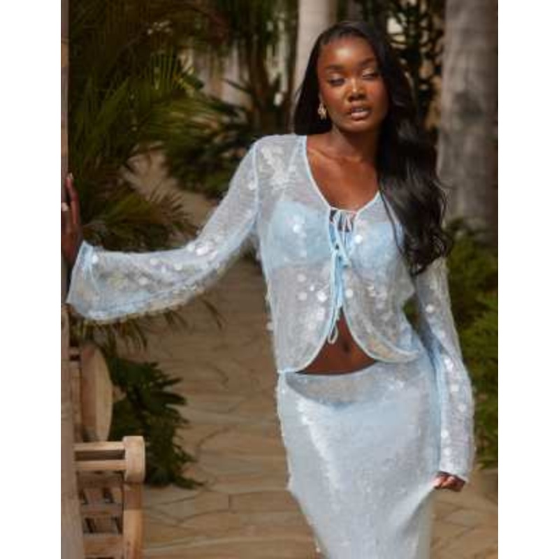 South Beach sequin beach set in blue