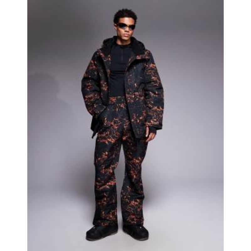 Threadbare ski set in black and orange print