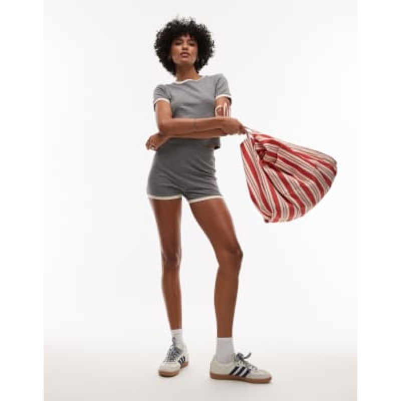 Topshop contrast ruffle edge in gray heather