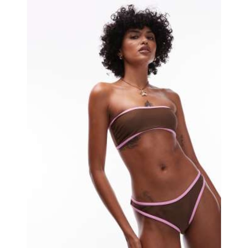 Topshop LA set in brown and pink