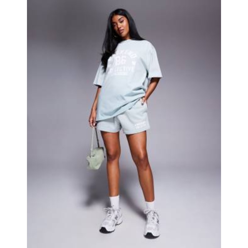 Weekend Collective ombre heart puff print set in sage green