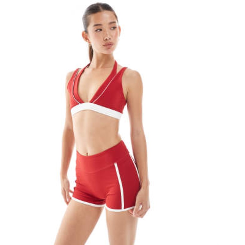 Bo+Tee contrast trim set red and white