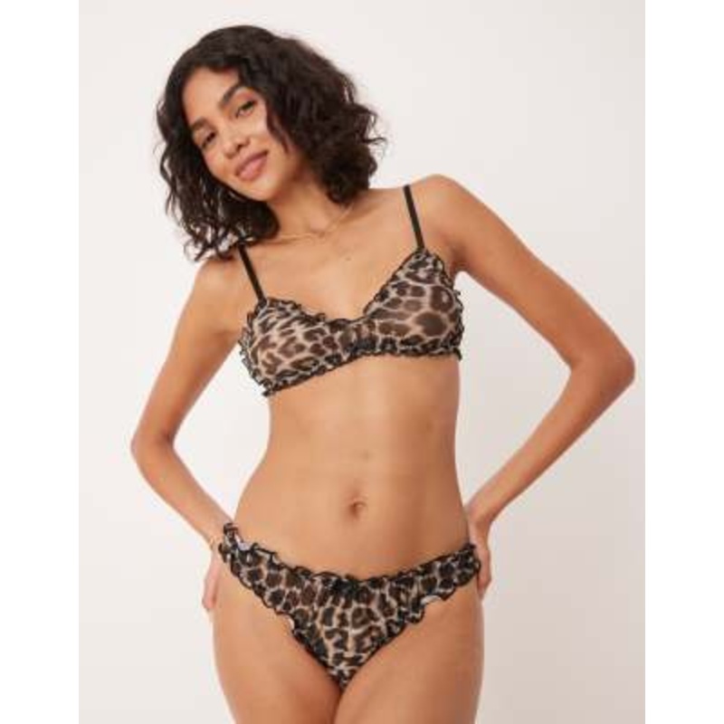 DESIGN Alba lingerie set in leopard mesh