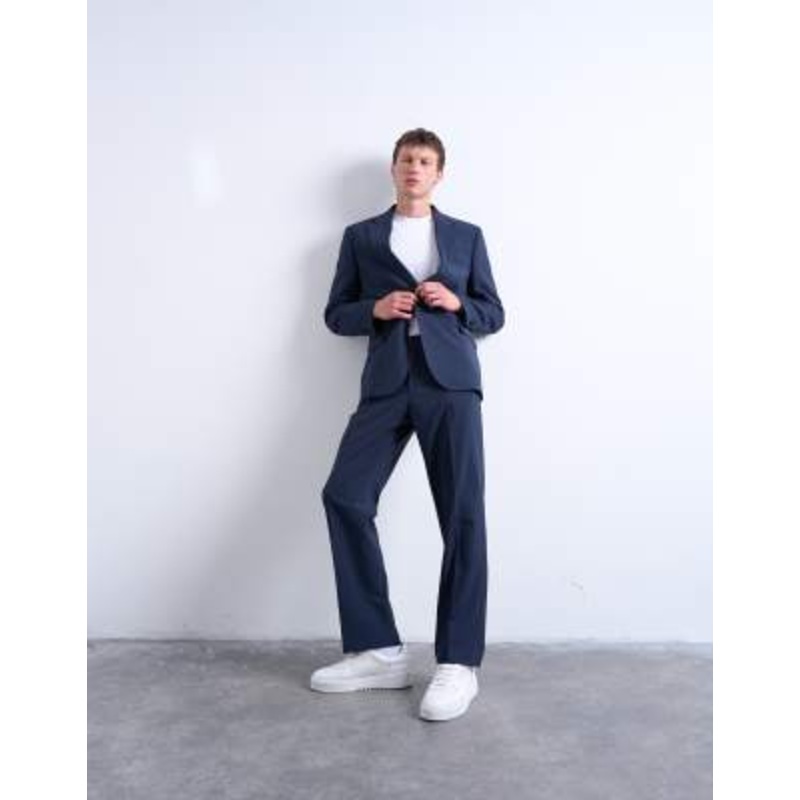 Topman relaxed wool touch suit in navy