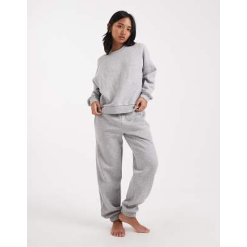 Vero Moda Petite oversized sweatshirt and sweatshirt set in light gray