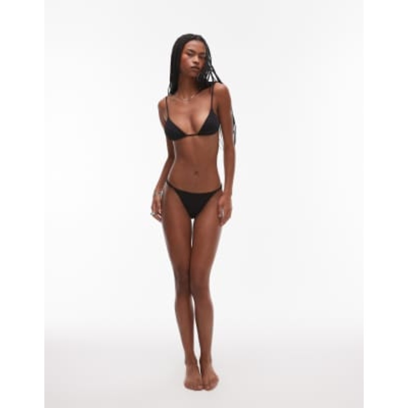 ARKET mix & match smocked triangle bikini set in black