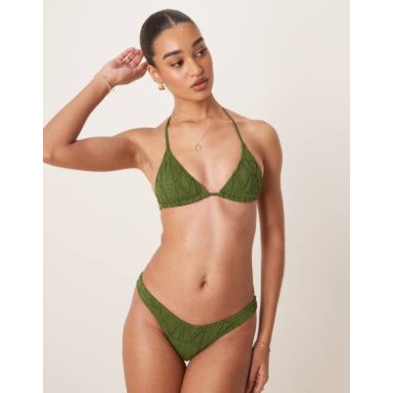 DESIGN Bertie broderie bikini in olive green
