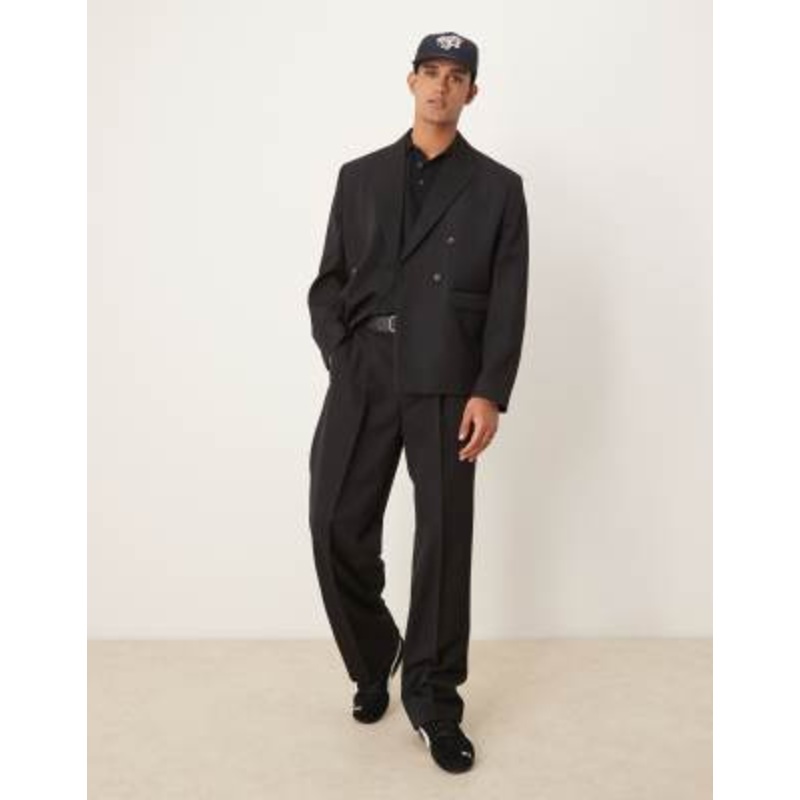 DESIGN boxy double breasted suit in black