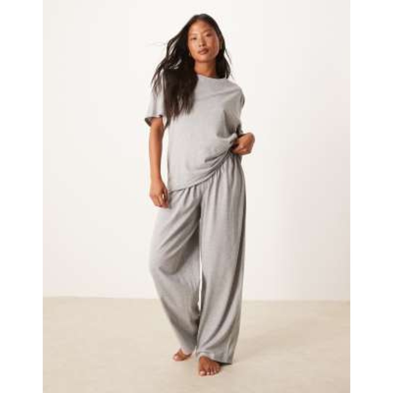 DESIGN cotton oversized pajamas in gray