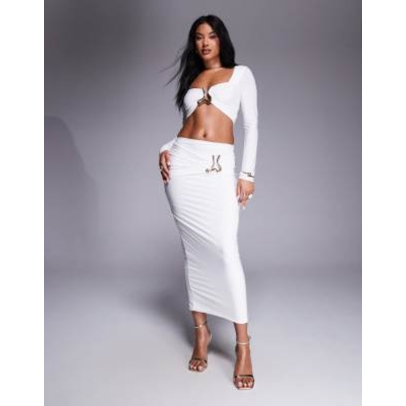 River Island wavy trim set in white