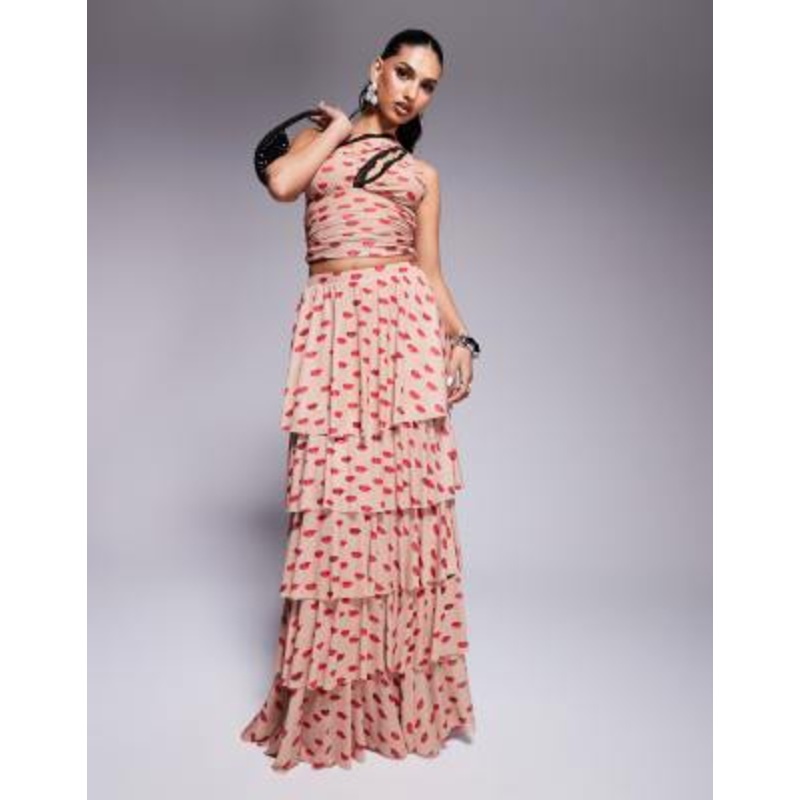 AFRM Jace ruffle set in almond kiss print