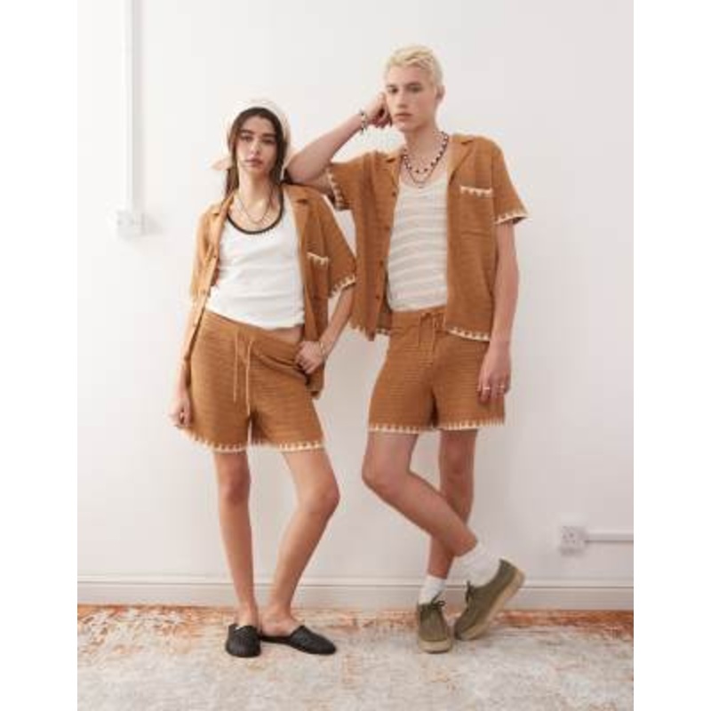 Reclaimed Vintage Unisex knit set in rust with trim