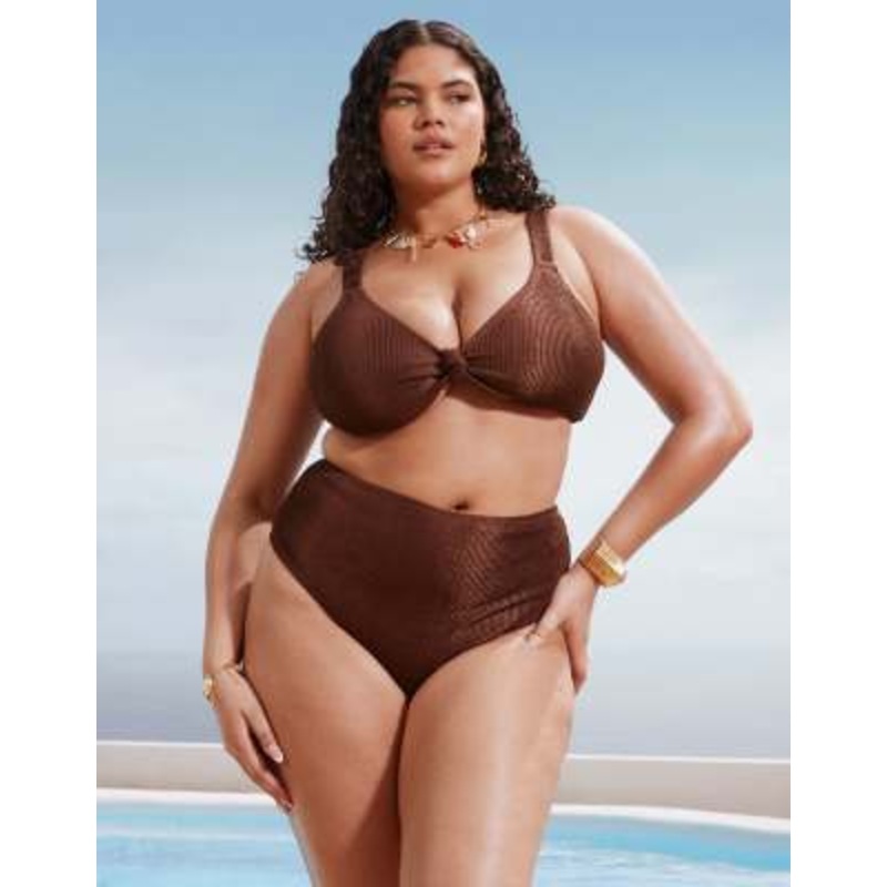 South Beach Curve crinkle bikini in brown