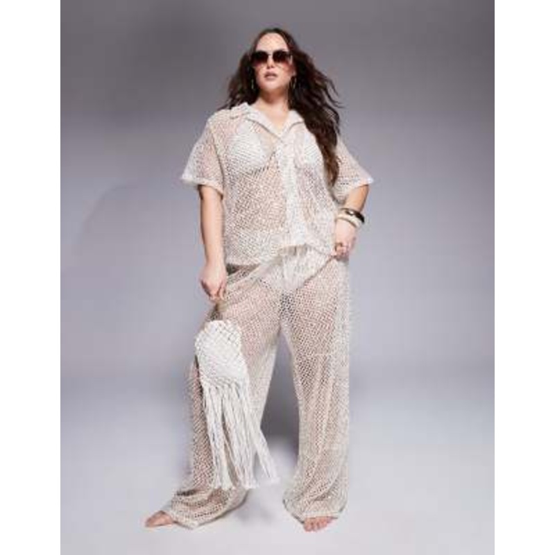 South Beach Curve crochet beach set in cream