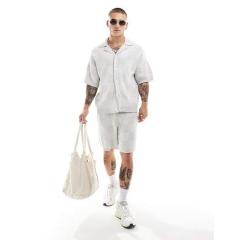 The Couture Club knitted checkerboard set in gray