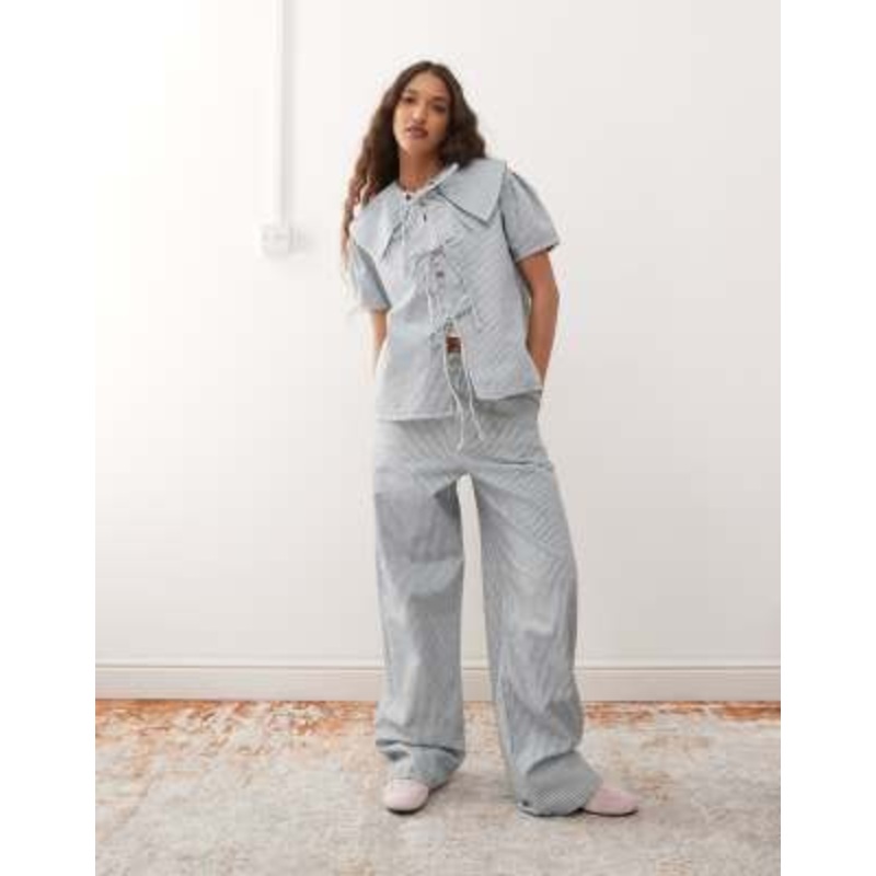 Reclaimed Vintage pinstripe tie front denim set