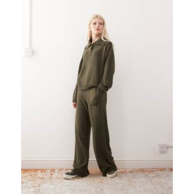 COLLUSION knit oversized set in khaki
