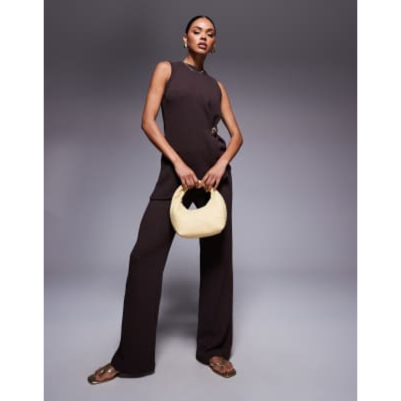 River Island textured shell gold hardware set in chocolate