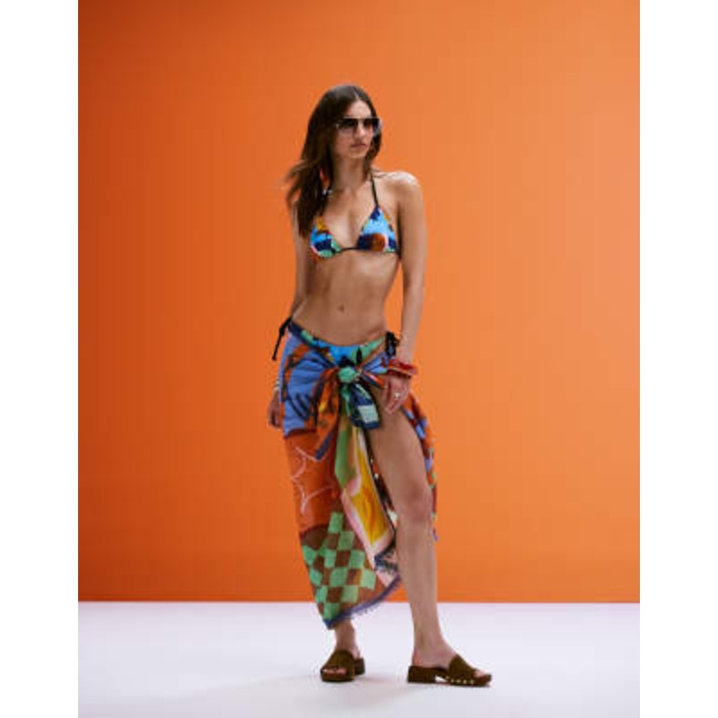 DESIGN Barbara bikini set with rope detail in abstract print