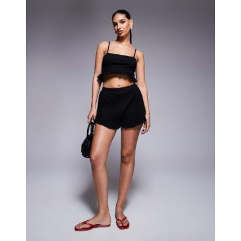 DESIGN crinkle frill set in black