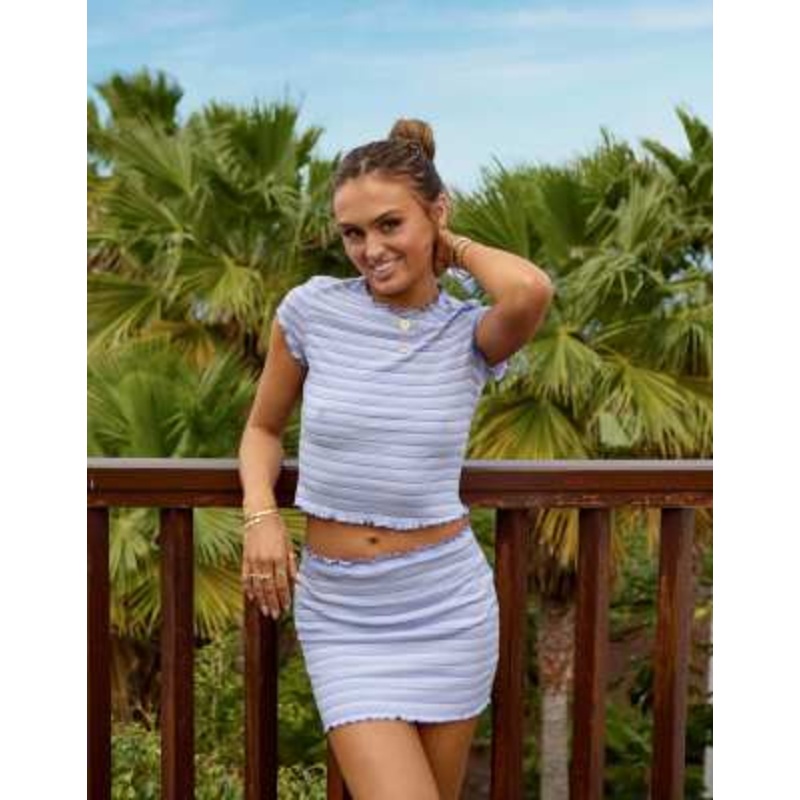 South Beach x Misha Grimes check beach set in blue