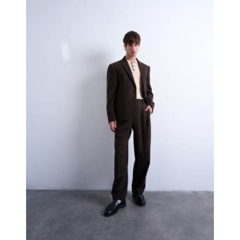Topman suit set in brown stripes