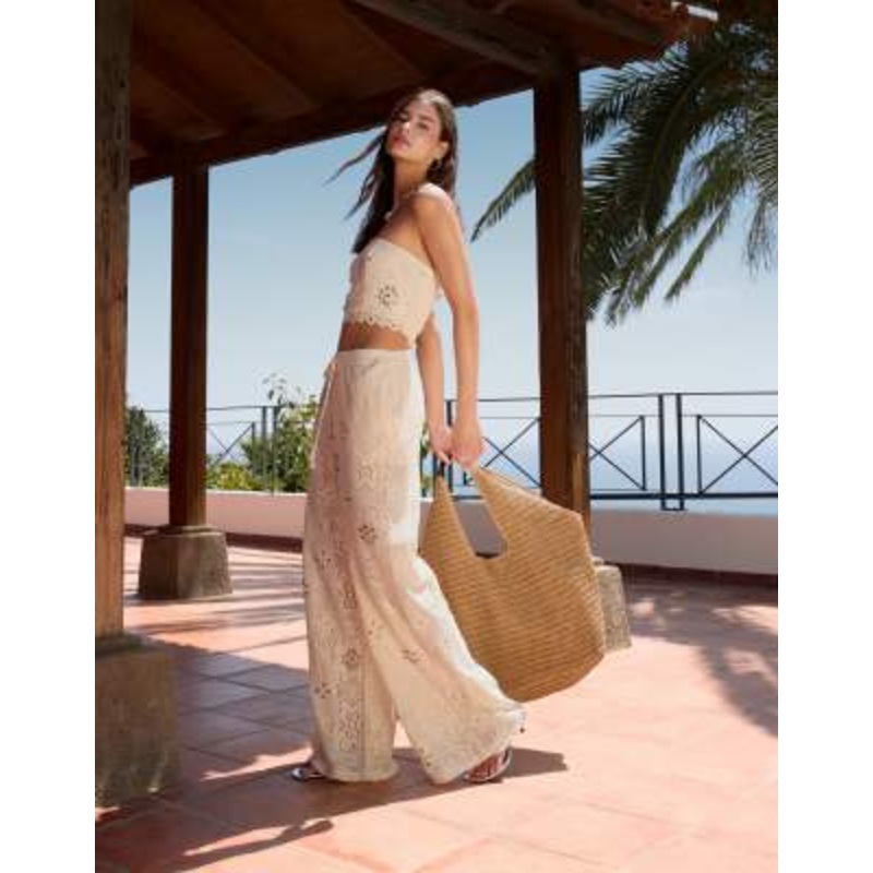 River Island crochet bandeau top set in light brown