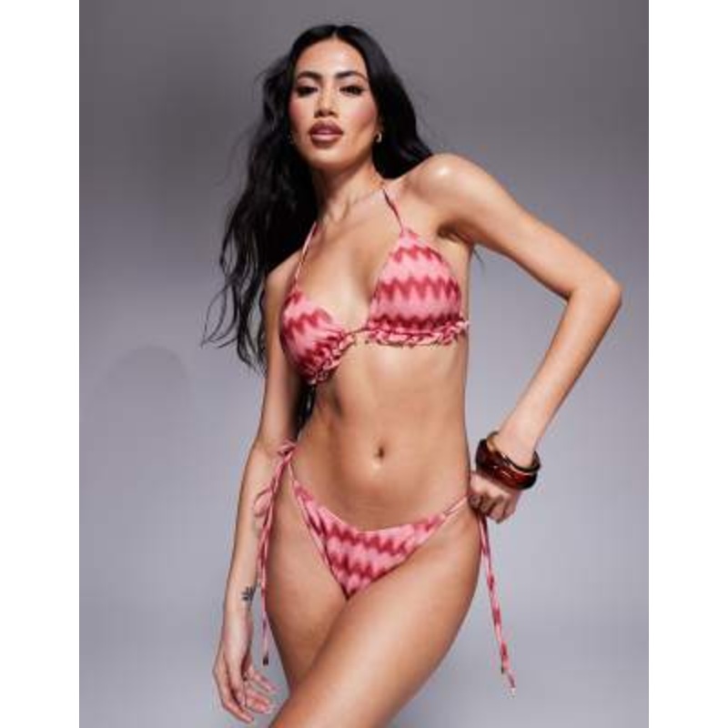 South Beach glitter chevron bikini in pink