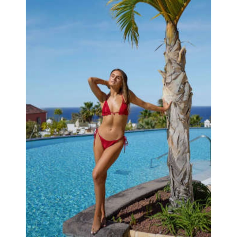 South Beach x Misha Grimes crinkle bikini in cherry red