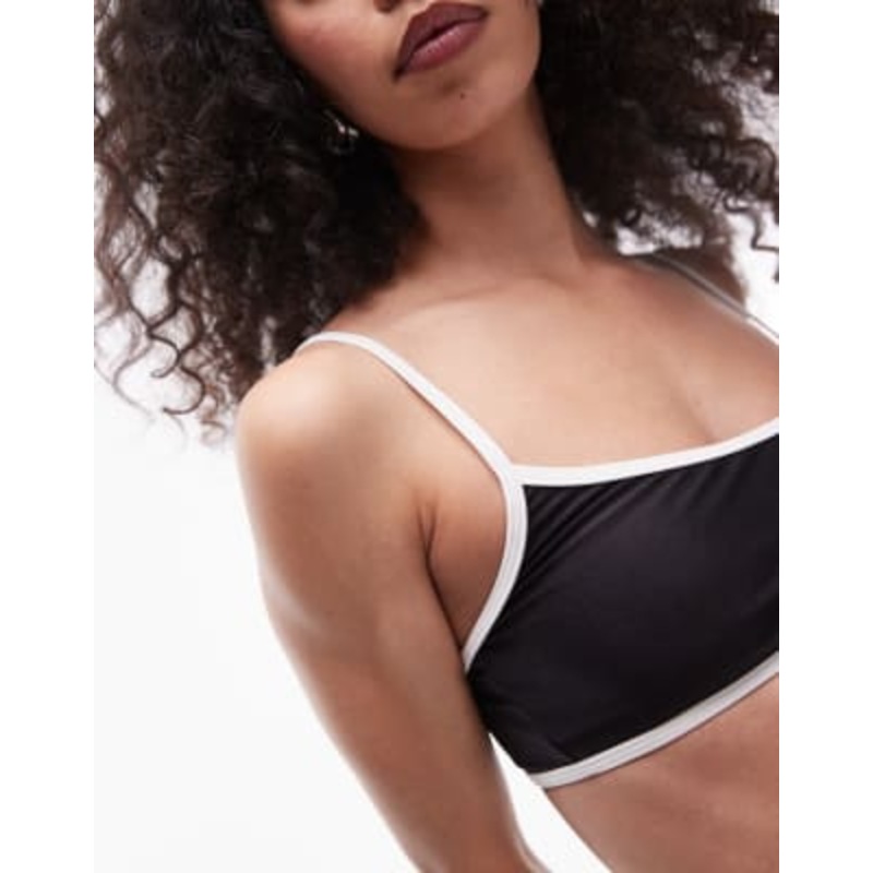Topshop white contrast trim bikini set in black