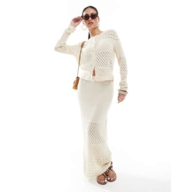 Vero Moda crochet cardigan set in cream