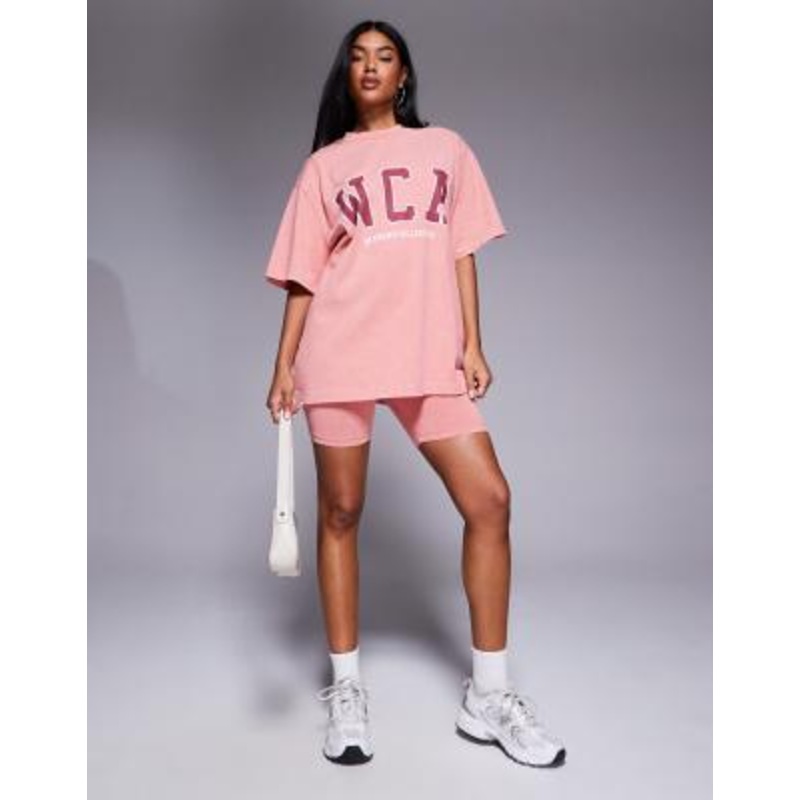 Weekend Collective set in peach and red