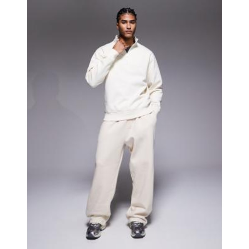 River Island funnel tracksuit set in ecru