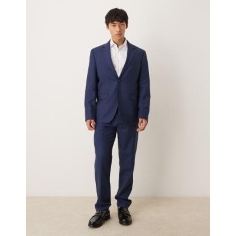 Selected Homme Malik linen blend regular fit in navy
