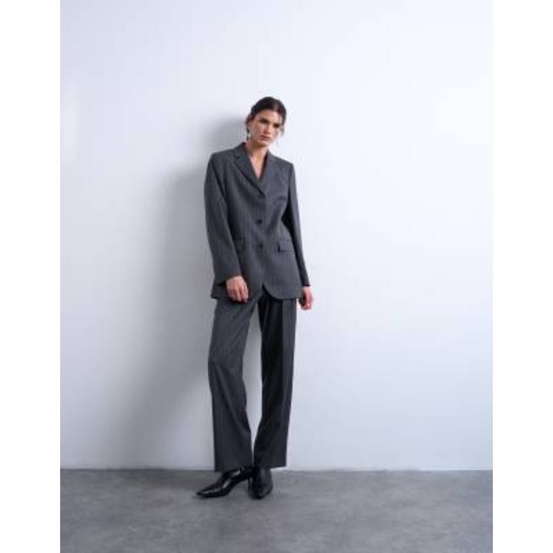 Topshop mensy pinstripe set in charcoal