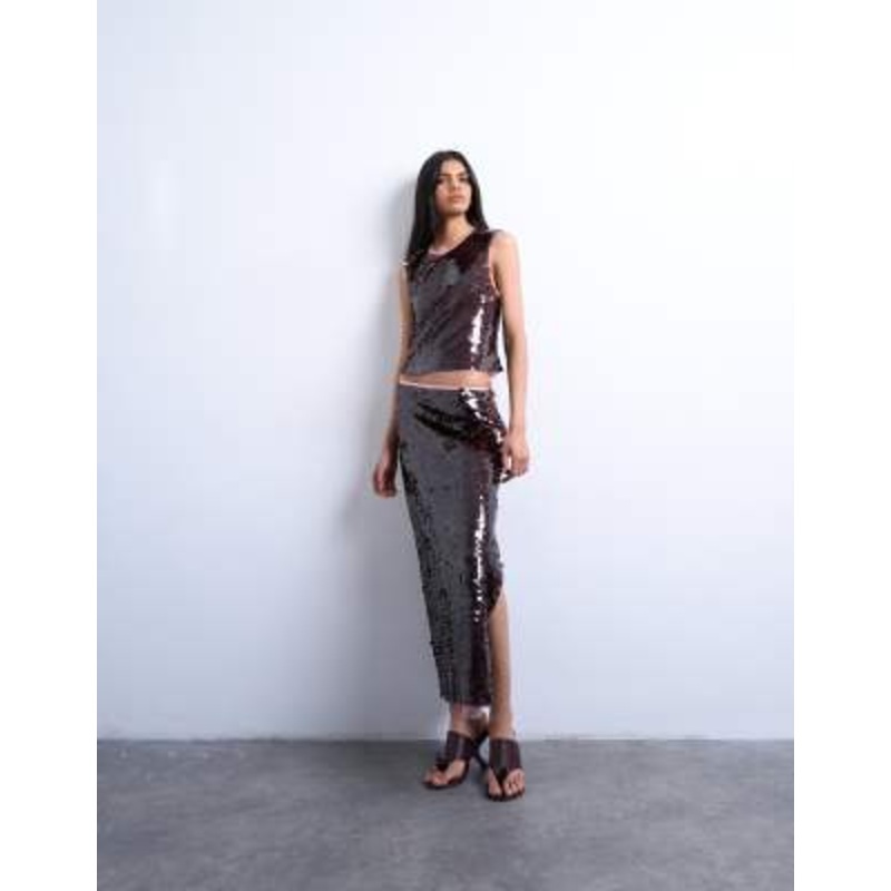 Topshop sequin set in wine