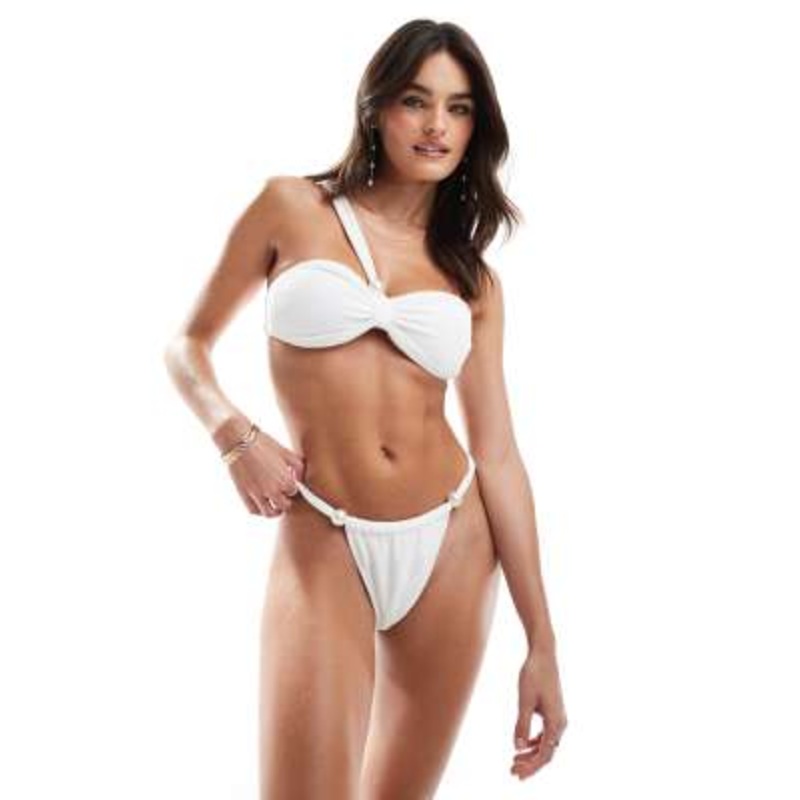 Vero Moda bikini set with pearl detail in white
