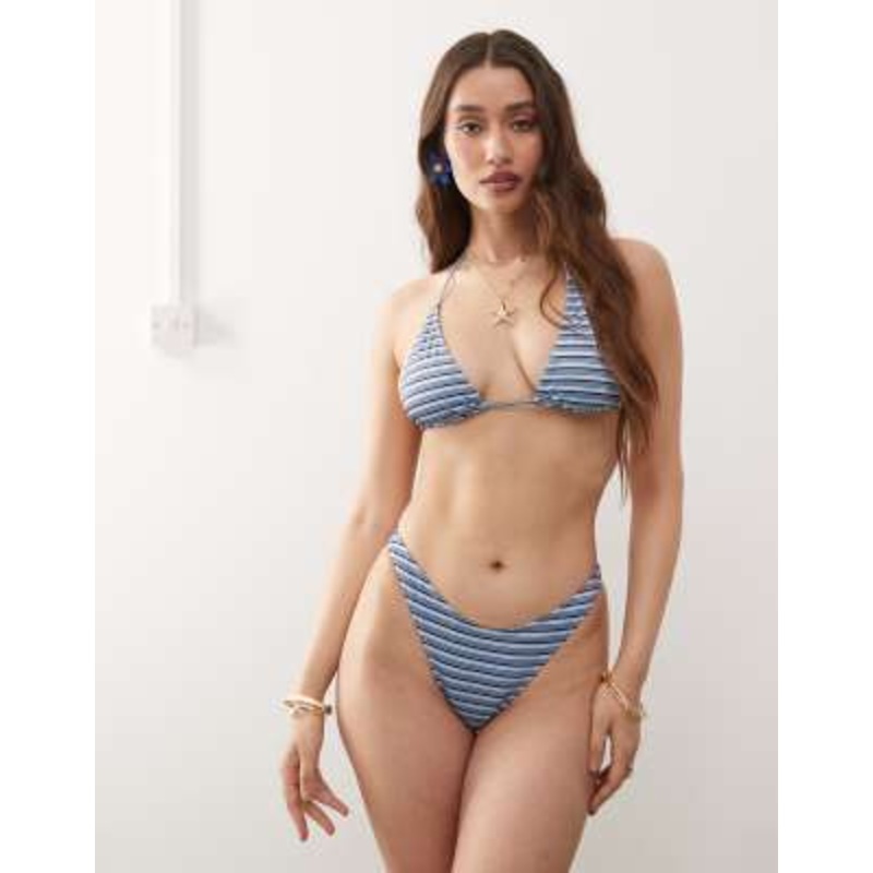 Weekday triangle bikini set in blue stripes