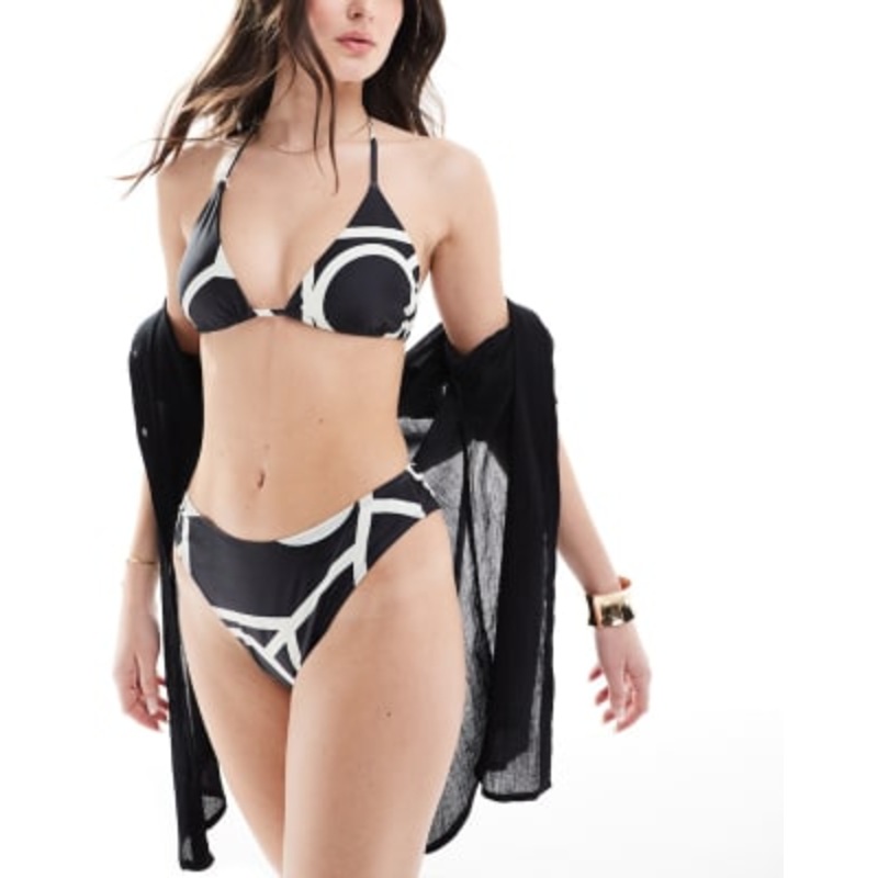 4th & Reckless Ivy geo print bikini in black