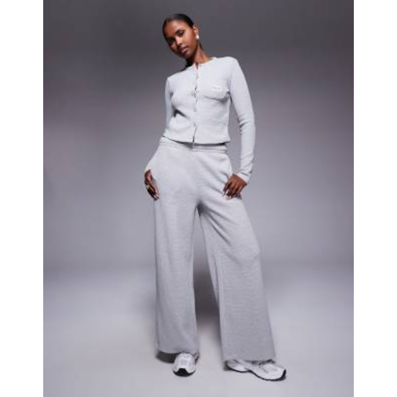 Weekend Collective heavyweight waffle knit set in heather gray