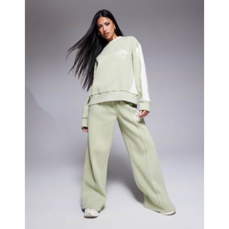 Weekend Collective ski sweatshirt set with seam details in sage green