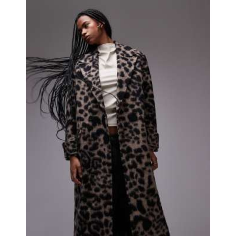 AllSaints Mabel wool blend coat in leopard
