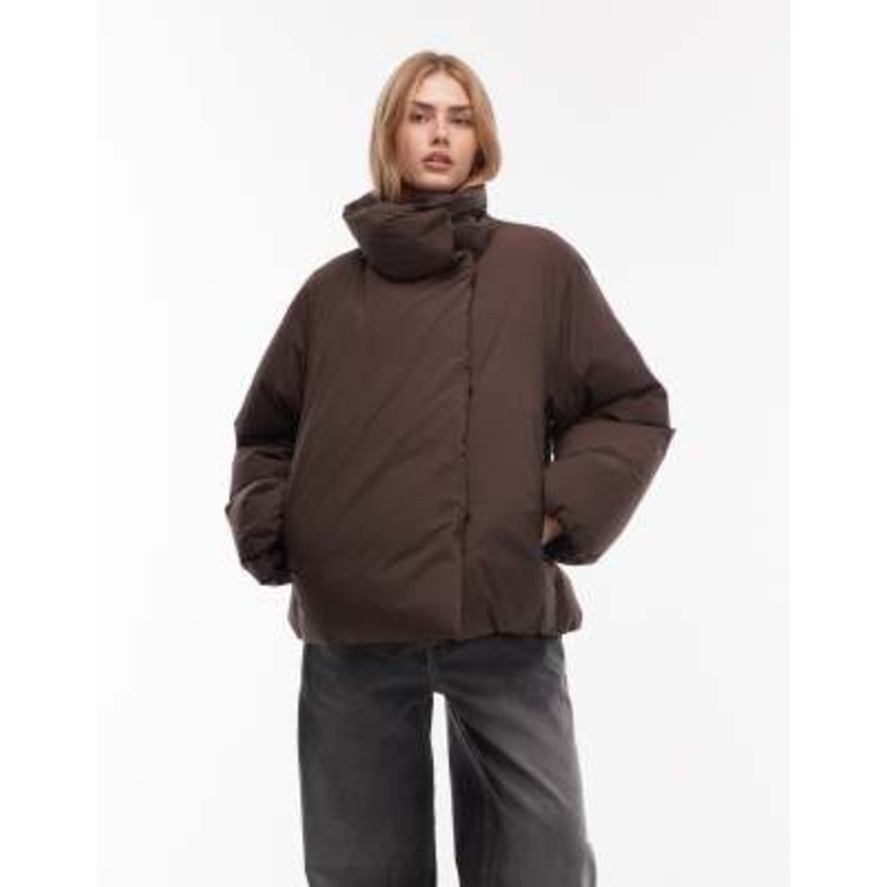 ARKET puffer coat with clean padding in brown