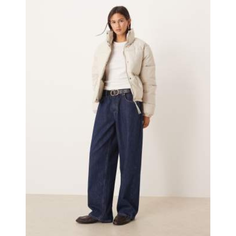 JDY zip detail padded coat in stone