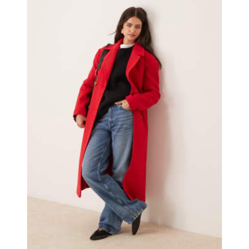 Miss Selfridge belted wrap formal coat in bright red