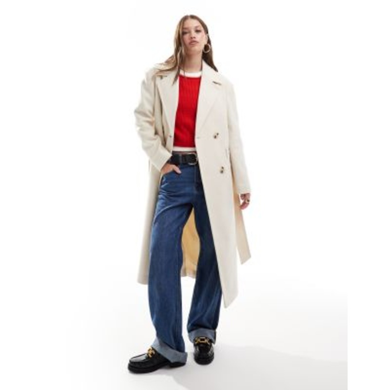 Miss Selfridge belted wrap formal coat in cream