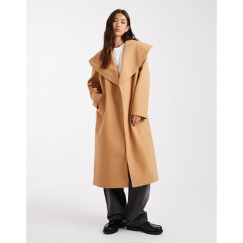 Miss Selfridge formal wrap coat in camel